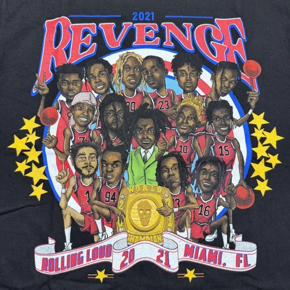 Revenge Rolling Loud Shirt Mens Medium Black 2021 Miami FL Rap Concert Tee